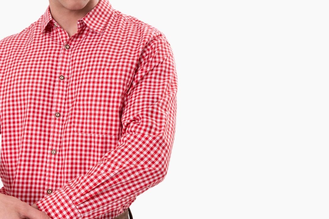 Trachtenhemd Rot kariert - A-Plus Content - Ärmel