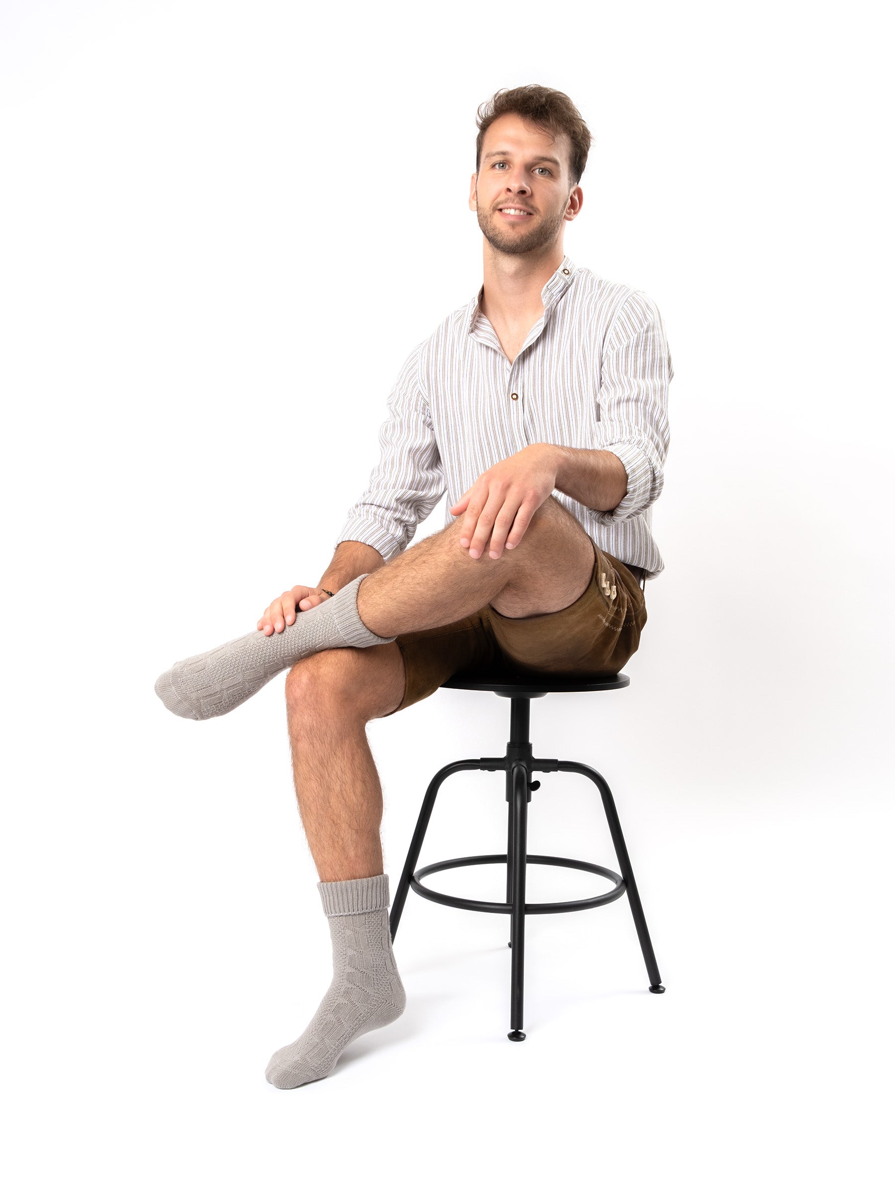 Trachtensocken kurz - Hellgrau - Look