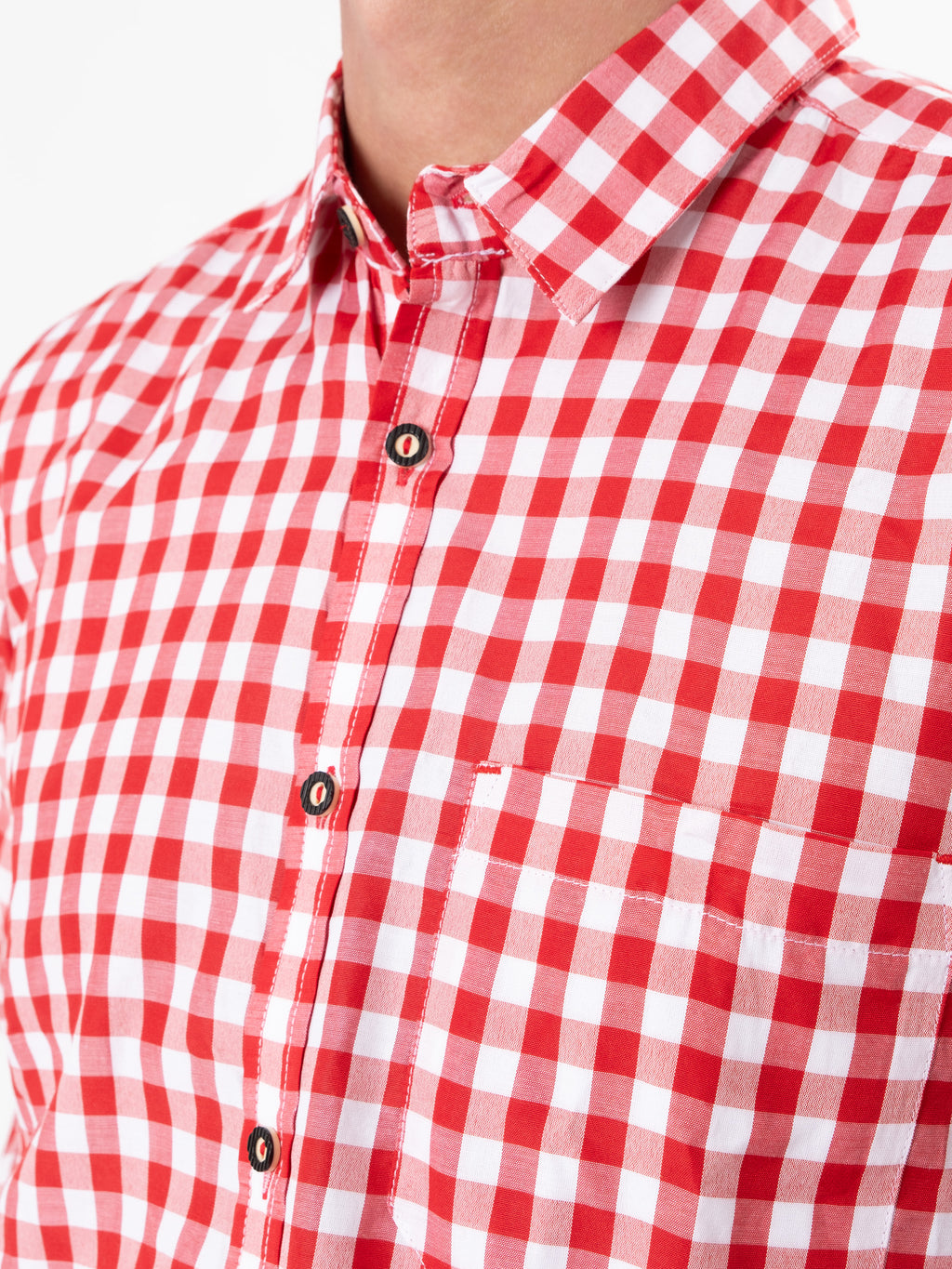Trachtenhemd großkariert - Rot - Detail
