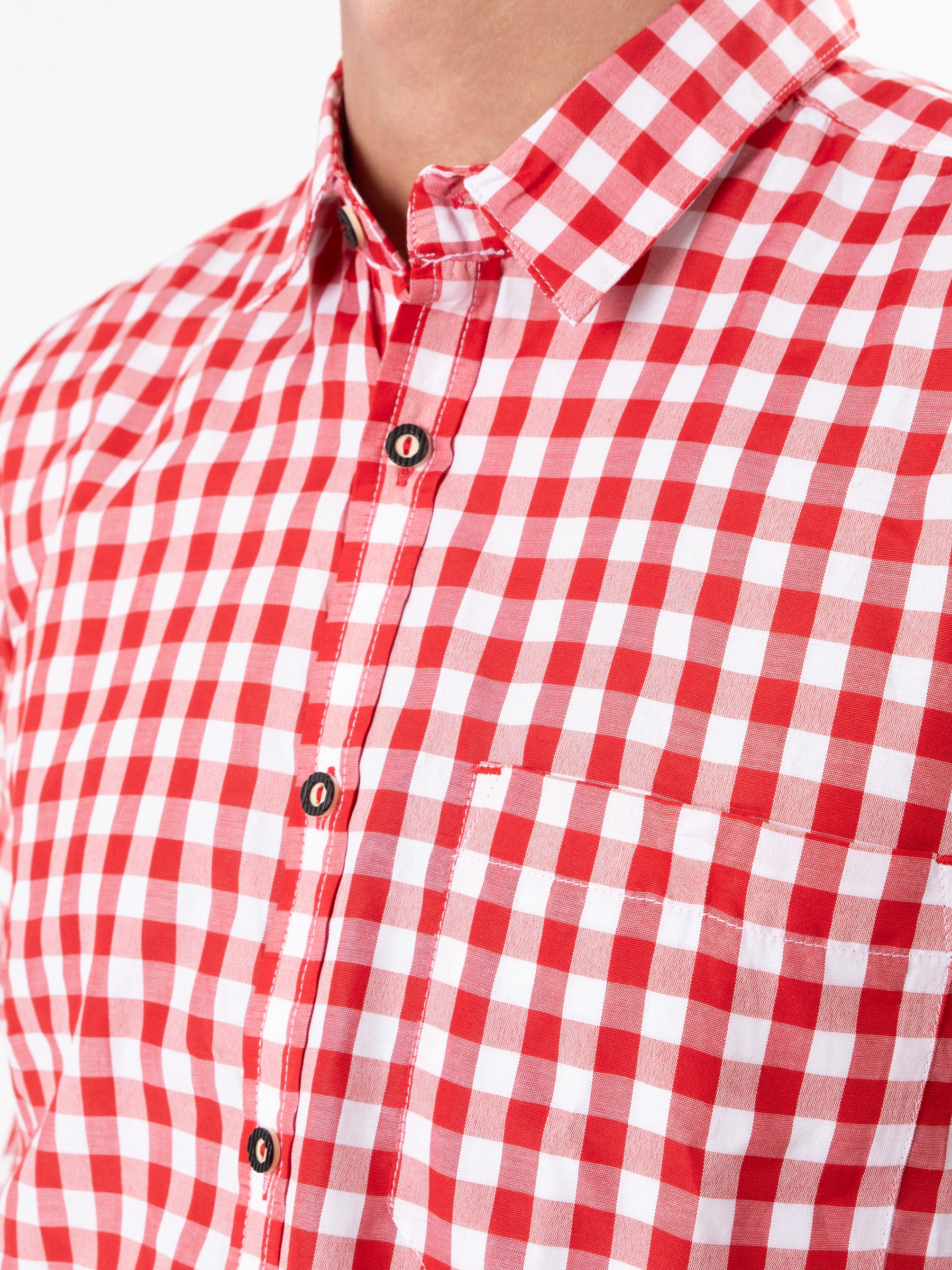 Trachtenhemd großkariert - Rot - Detail