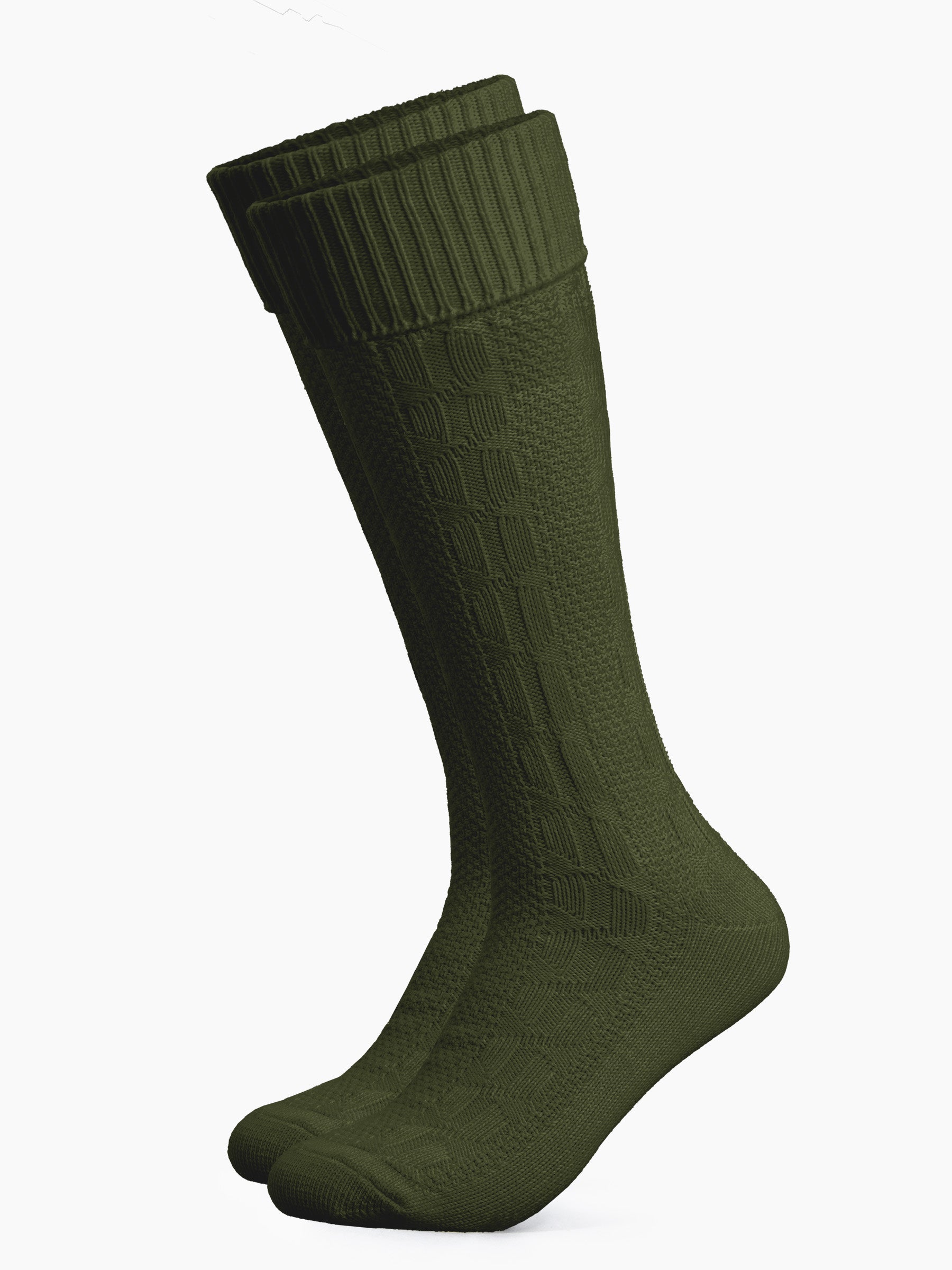 Trachtensocken mit Umschlag - Waldgrün