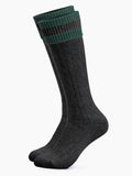 #farbe_Anhra-Grn Trachtensocken mit Umschlag und Streifen - Anthrazit-Grün