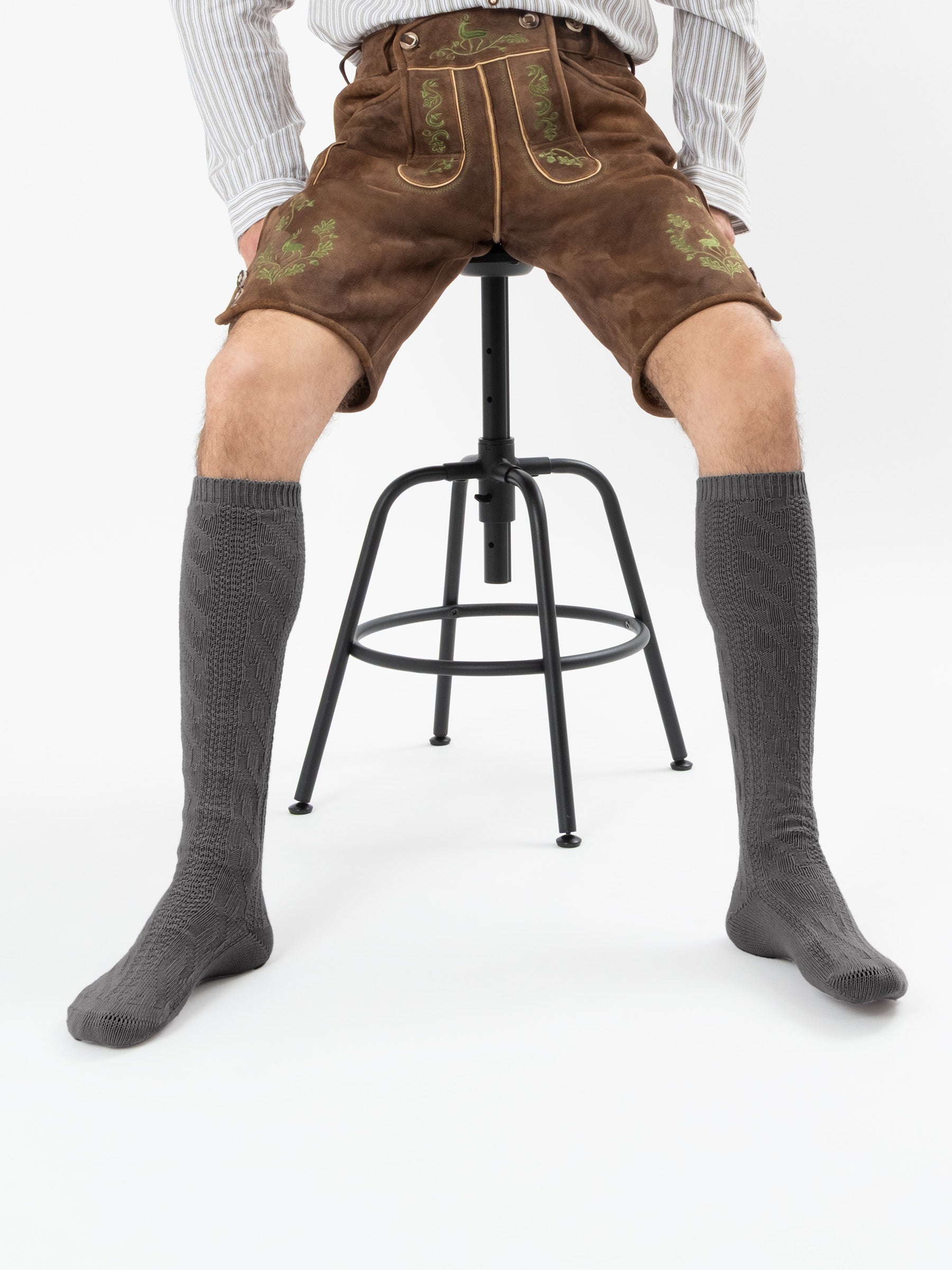 Trachtensocken lang - Dunkelgrau - Nahaufnahme