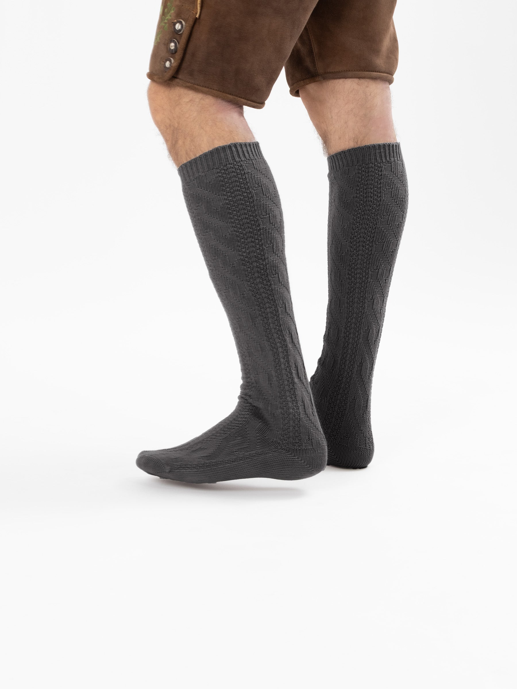 Trachtensocken lang - Dunkelgrau - angezogen