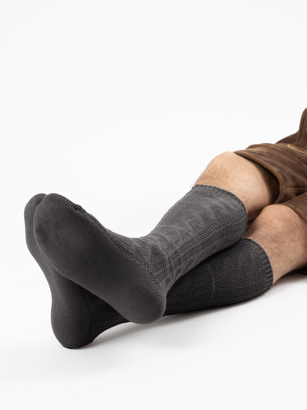Trachtensocken lang - Dunkelgrau - Nahaufnahme