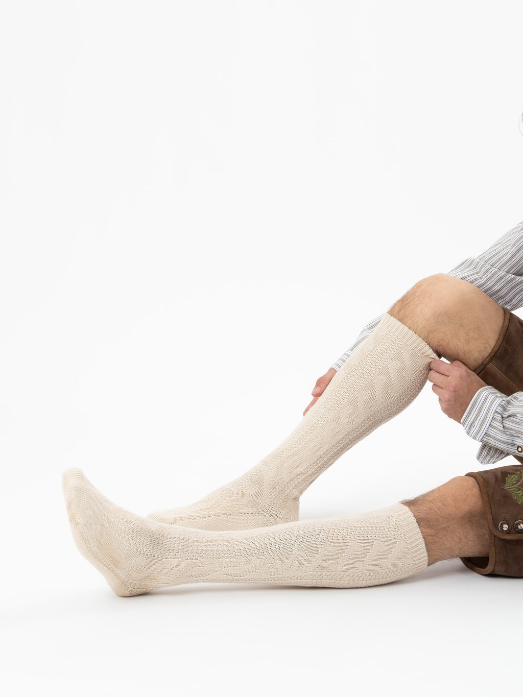Trachtensocken lang - Beige - Nahaufnahme