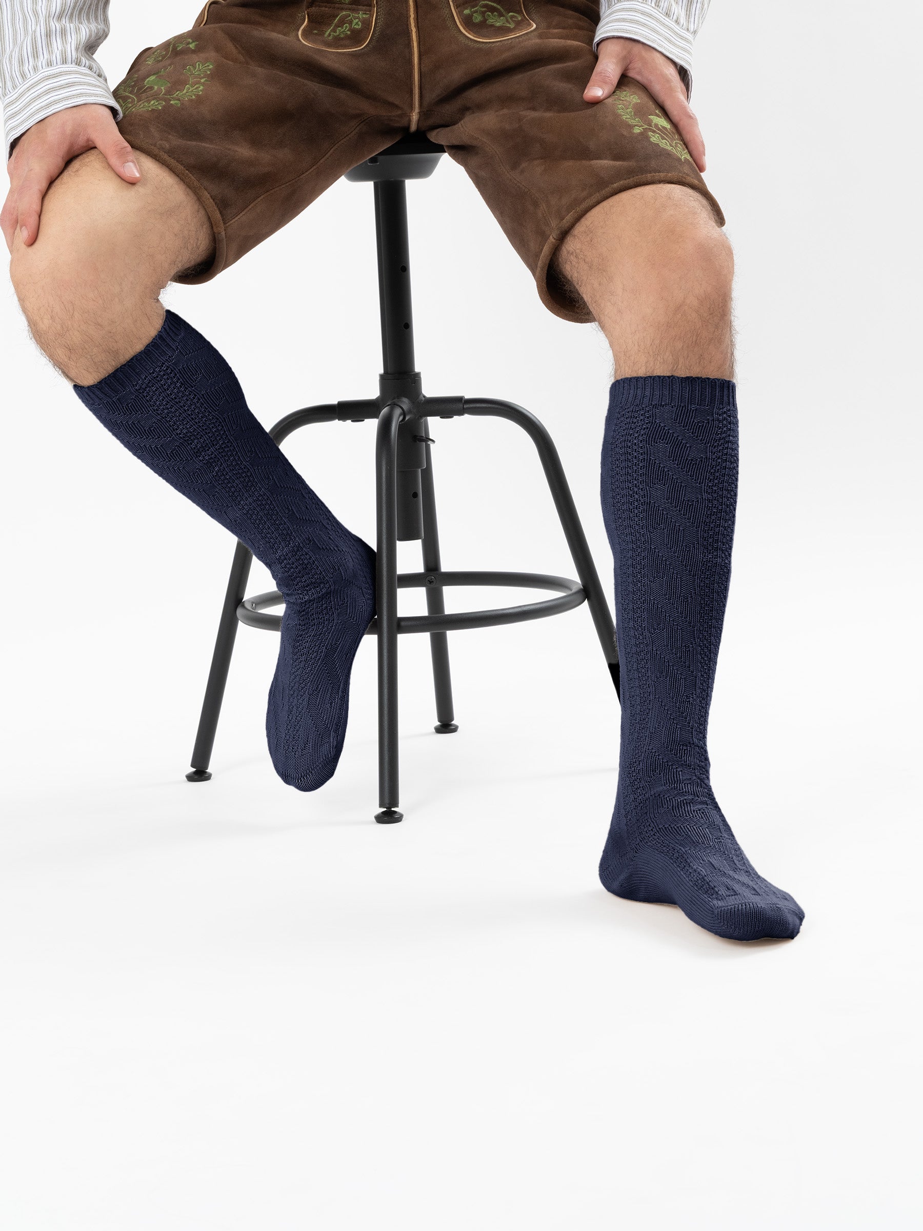 Trachtensocken lang - Dunkelblau - Nahaufnahme