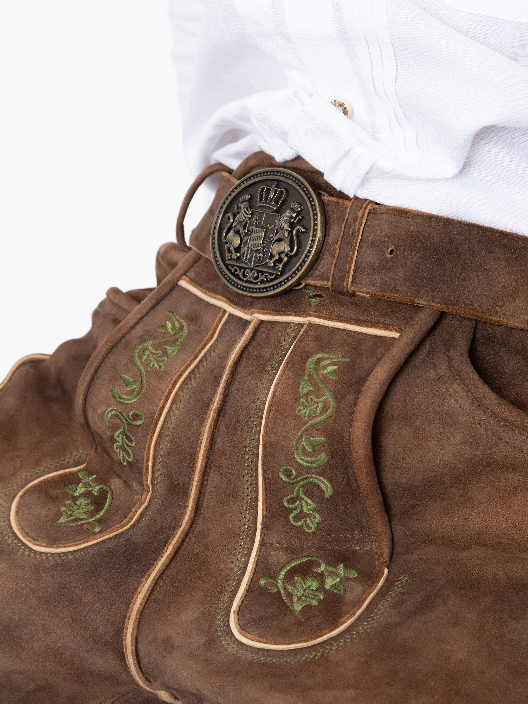 Lederhose kurz Ziegenleder - Dunkelbraun - Gürtel