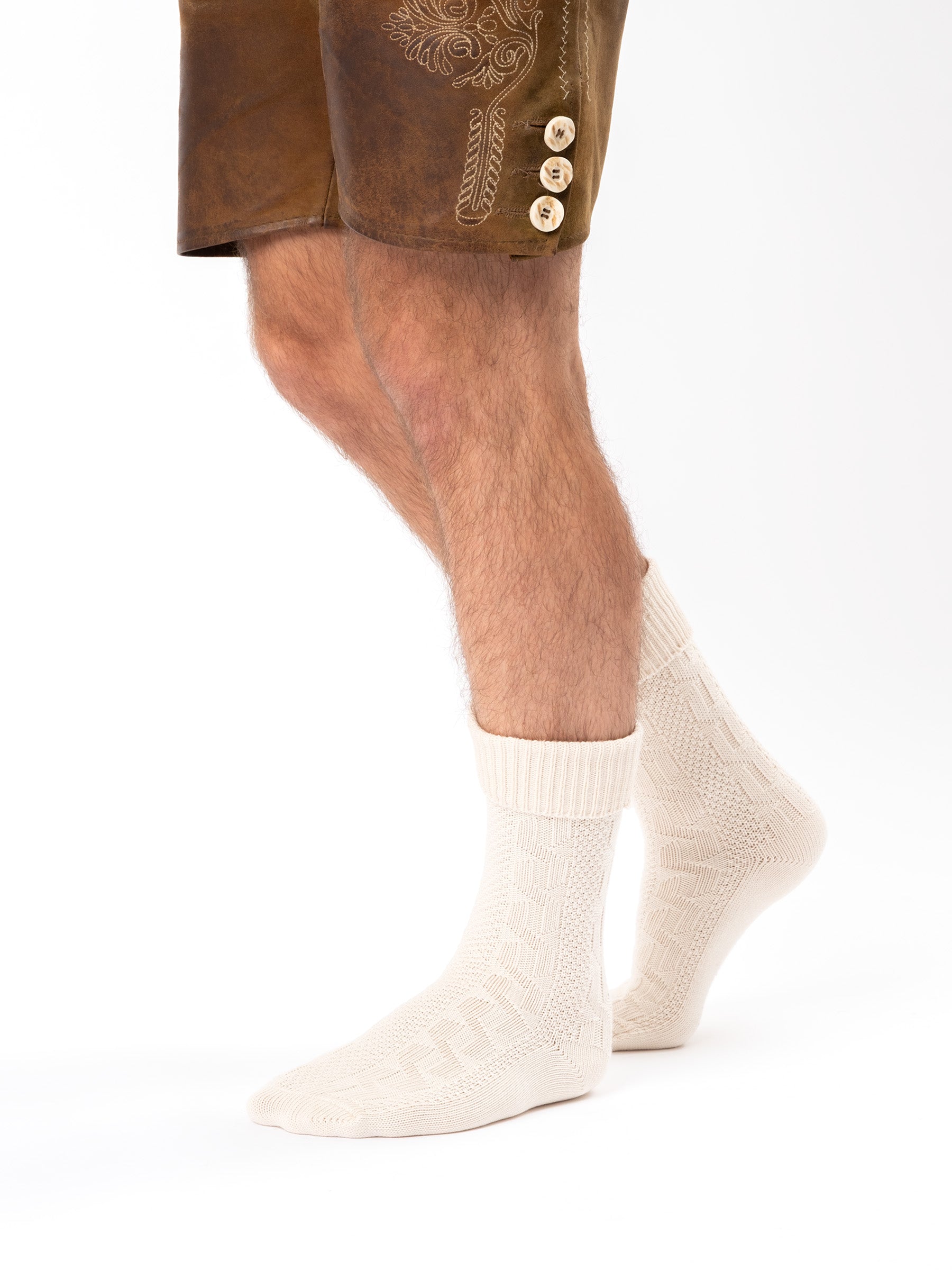 Trachtensocken kurz - Beige - angezogen