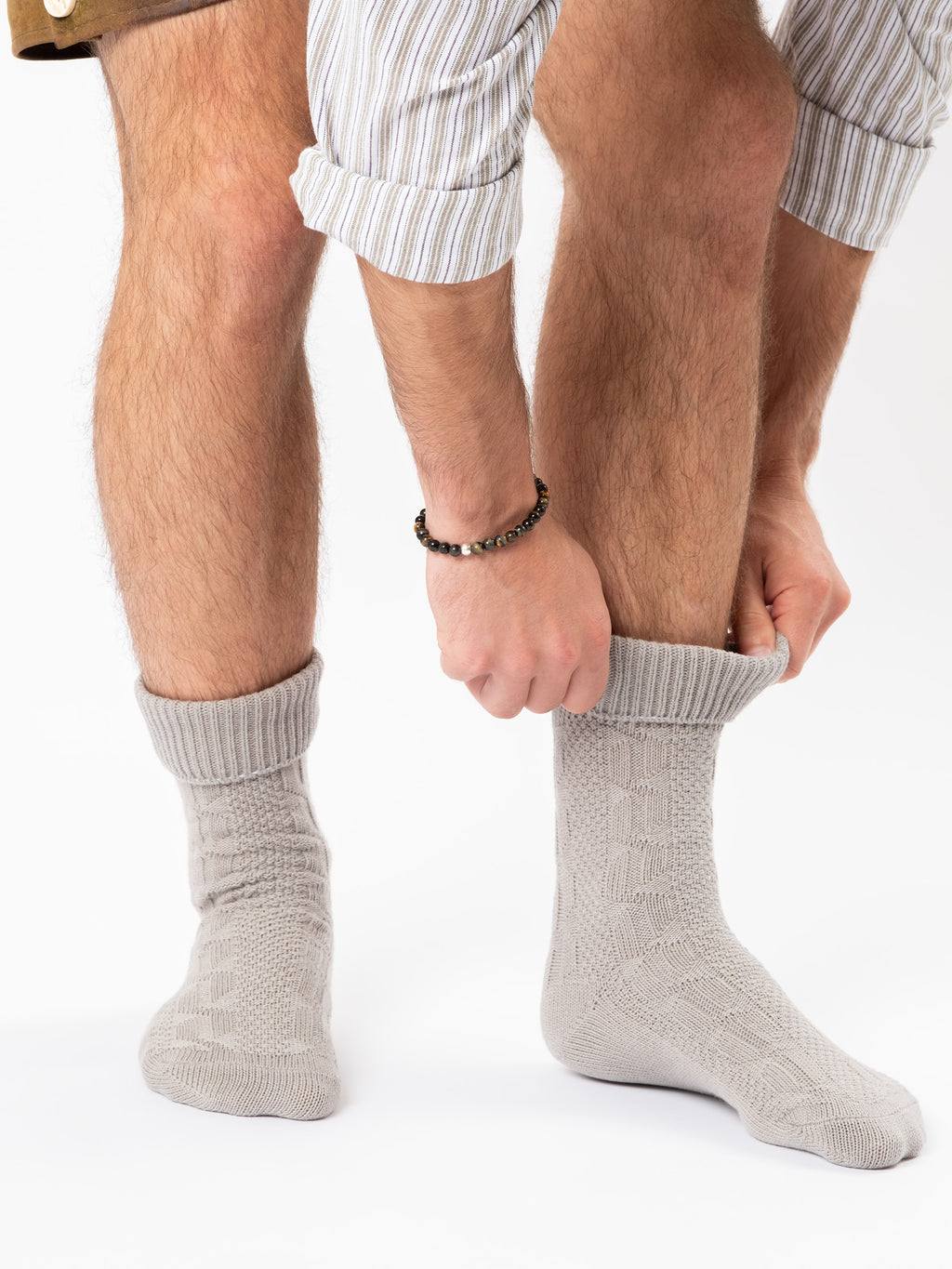 Trachtensocken kurz - Hellgrau - Nahaufnahme