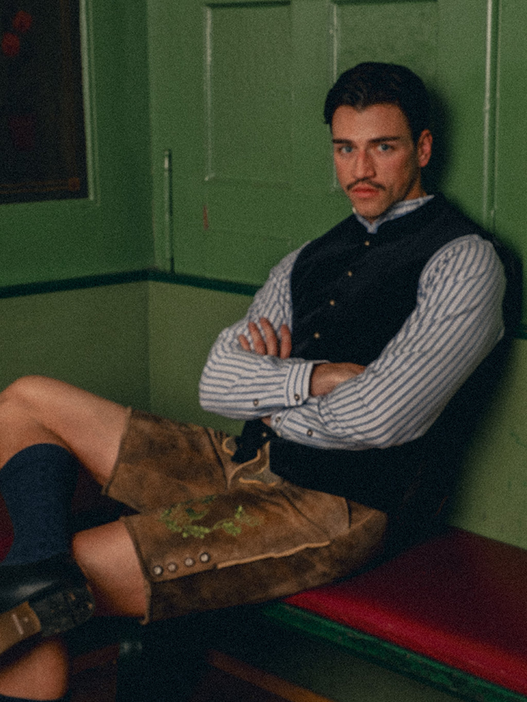 Lederhose kurz Ziegenleder - Dunkelbraun - Outfit