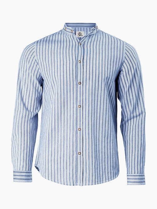 #farbe_WeissBlau Trachtenhemd gestreift - Weiß-Blau