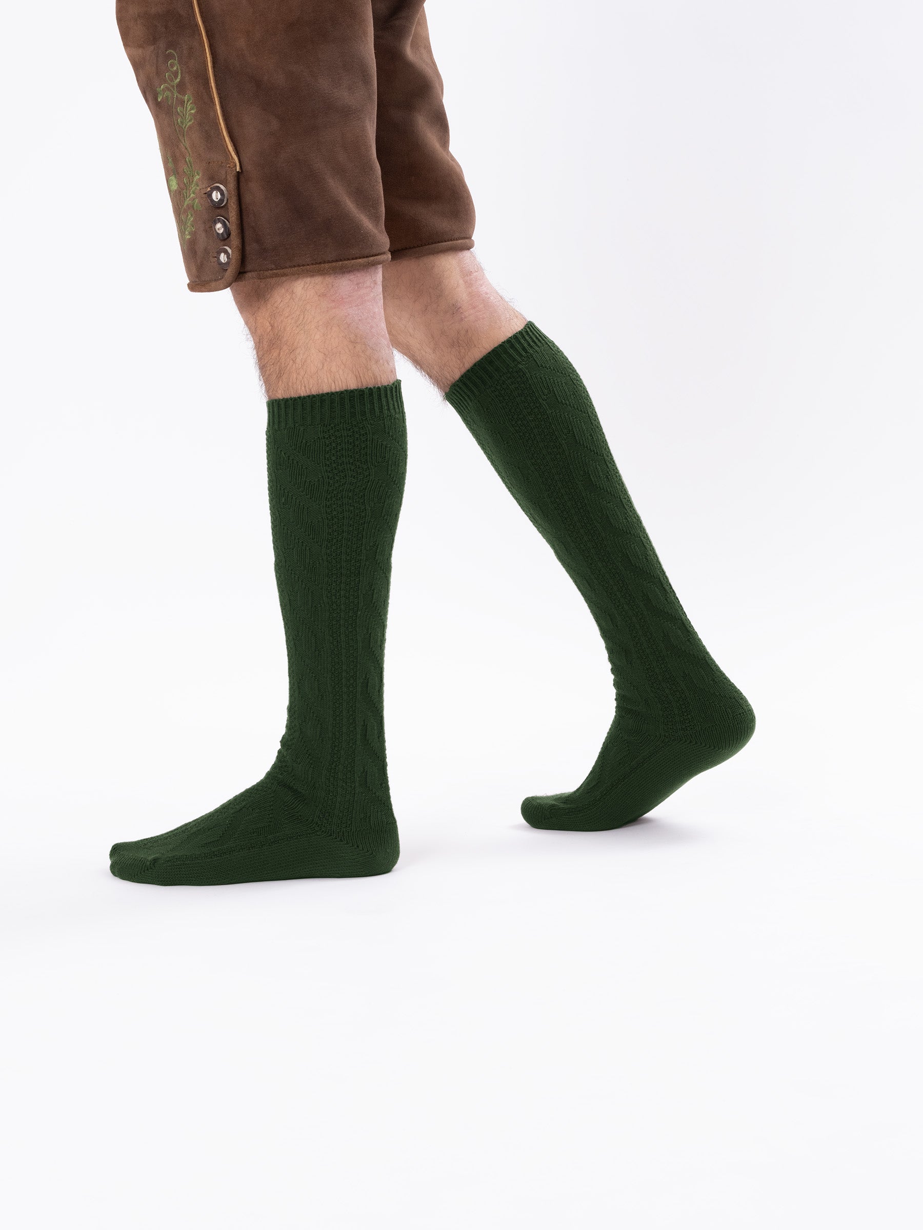 Trachtensocken lang - Waldgrün - Nahaufnahme