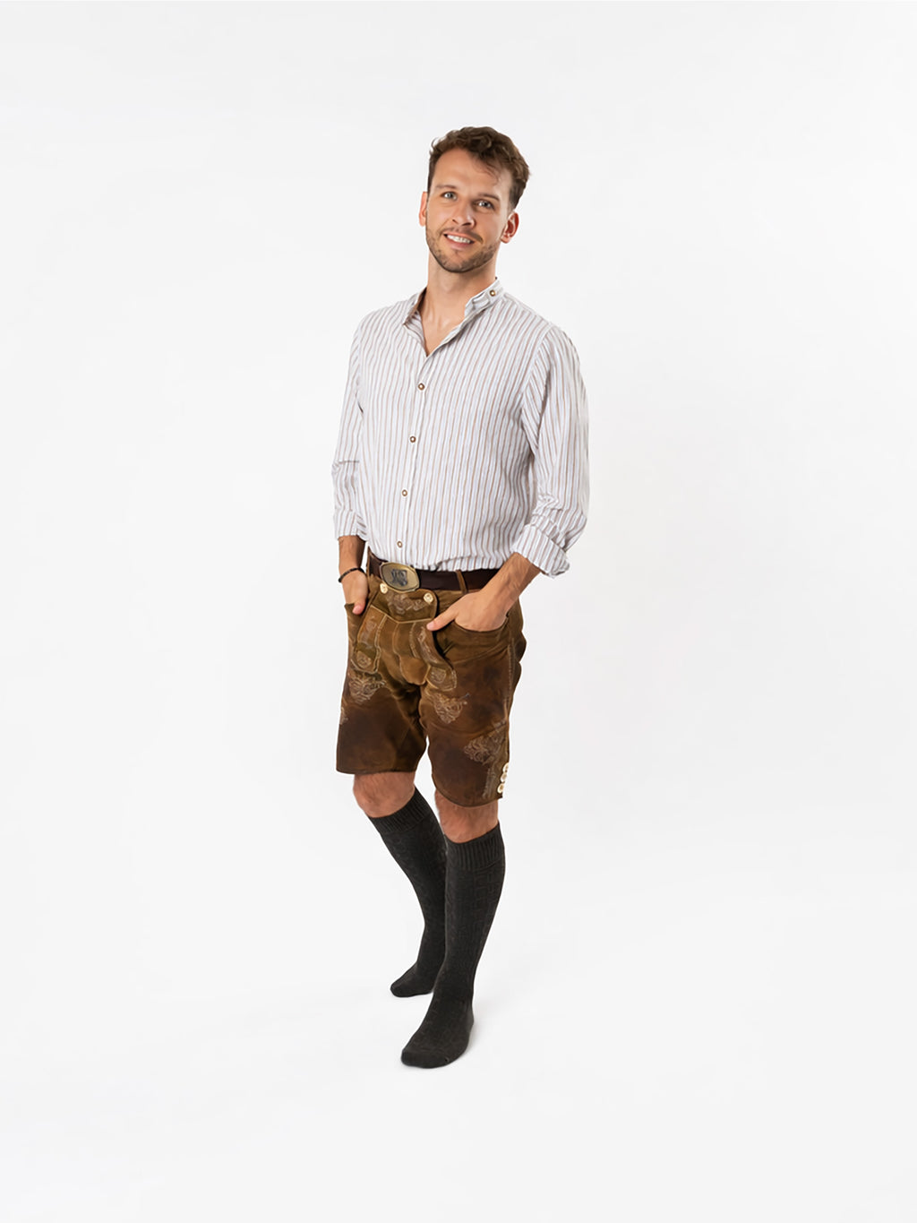 Trachtensocken mit Umschlag - Dunkelbraun - Outfitbild