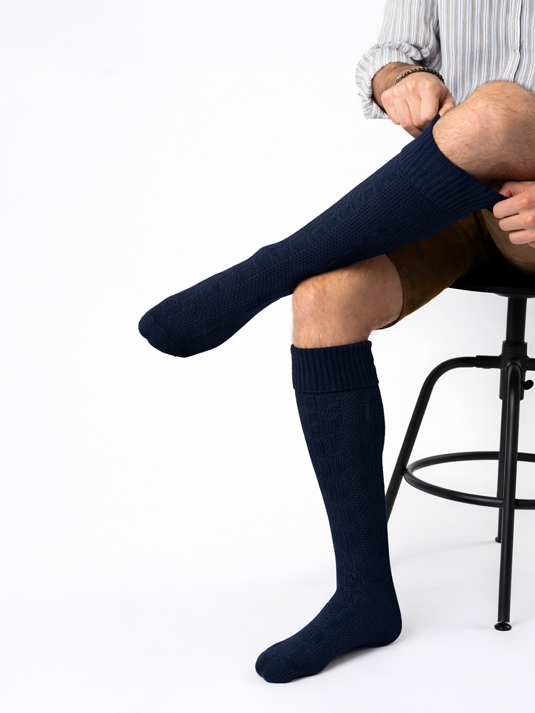 Trachtensocken mit Umschlag - Dunkelblau - Nahaufnahme